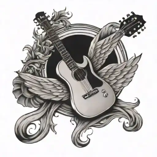 Guitar Surrounded By Wings