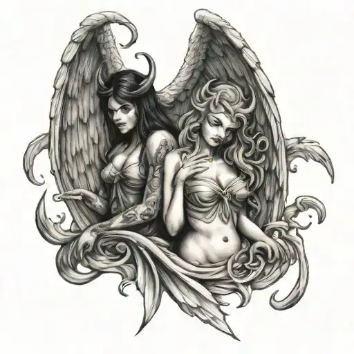 Female Angel And Devil