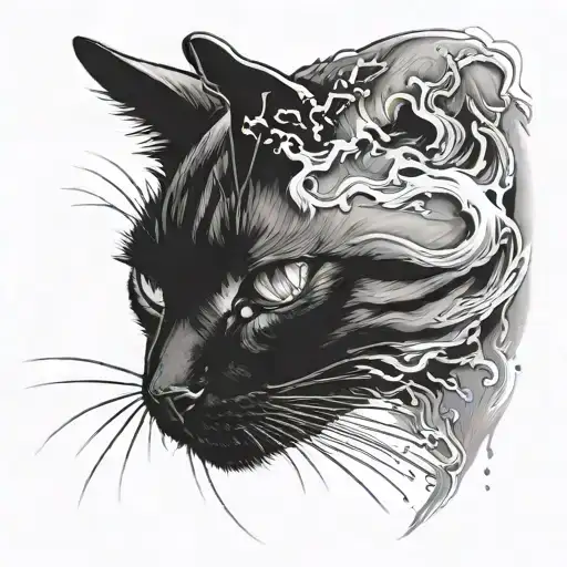 Cat With Black Mist Oozing Upwards From It's Eyes Closed