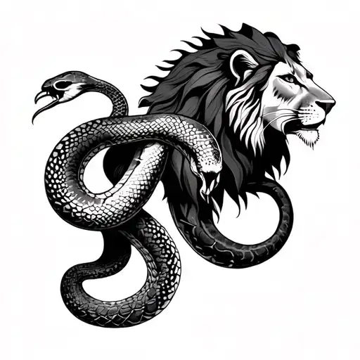 Lion With Python Snake Leo Zodiac Signs