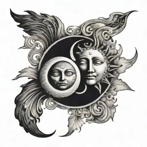 Equinox Sun And Moon Merging Together