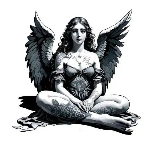 Angel Sitting Cross Legged Pose Holding