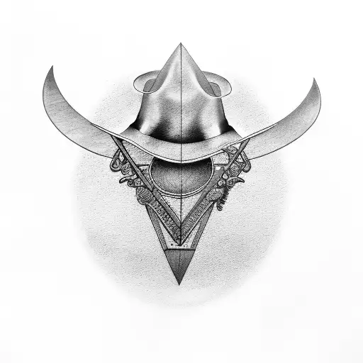 A Black-grey Tattoo Of A Guitar With The Sorting Hat As The Guitar Body