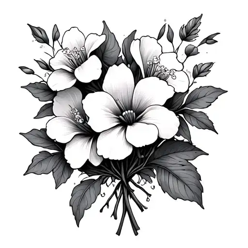 Thigh Vine Honeysuckle Flowers In A Bouquet