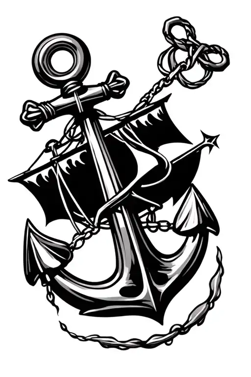 A Button And A Ship Anchor Connected Line