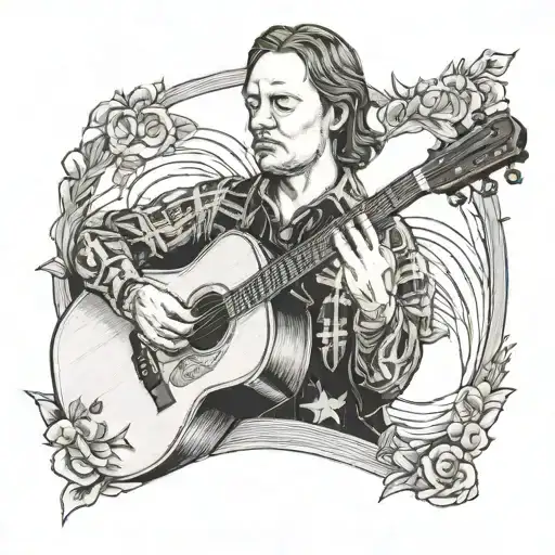 A Portrait Of Billy Strings With A Bluegrass Background