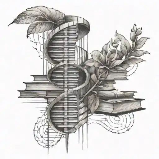 Create A Tattoo Dna Strand With Books And Pencil Woven In To The Spiral