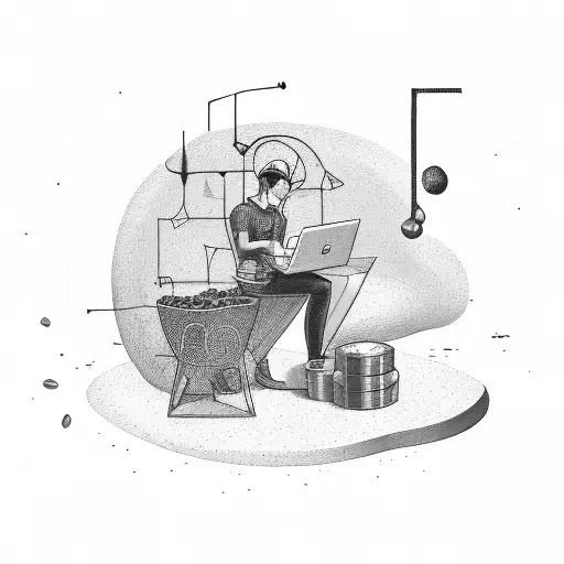 A Data Engineer Coding While Surrounded By Coffee Beans