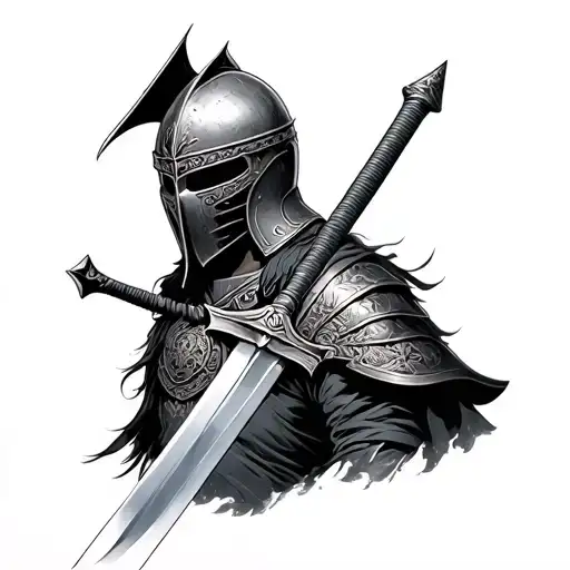 Samuria Helment And Mask With Sword Through It