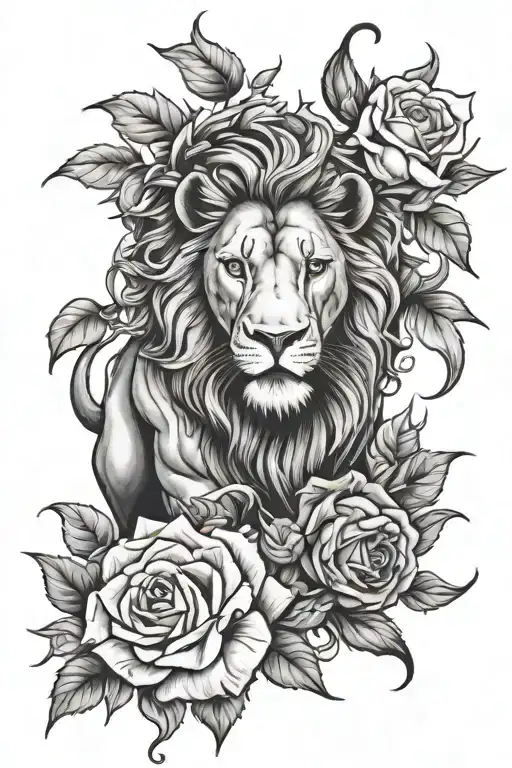 Lion And Bull With Roses