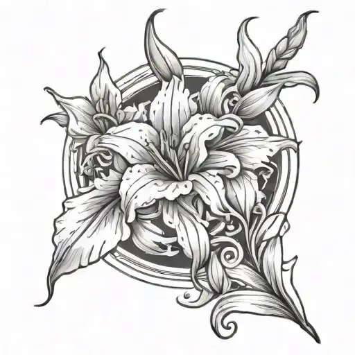 Gladiolus Flower Intertwined With The Word Love You To The Moon