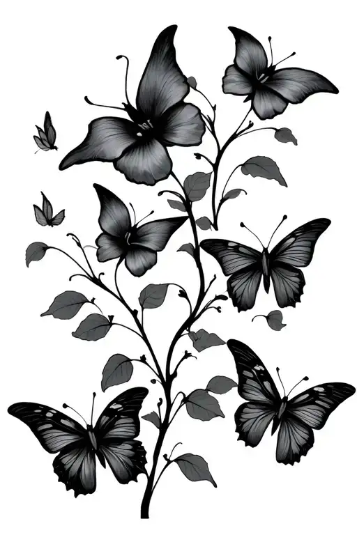 Morning Glory Vine With Butterflies Fluttering