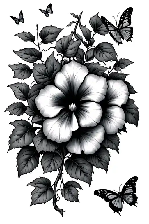 Morning Glory Vine And With Butterflies Fluttering