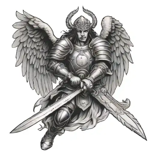 Warrior Guardian Angel Holding A Sword