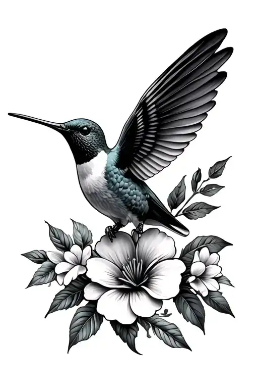 Hummingbird And Flowers