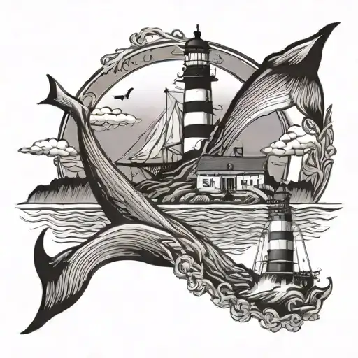 Lighthouse And Whale Tail