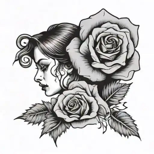 Crying Woman With Black Rose