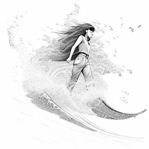 Girl Walking Through Beach Waves