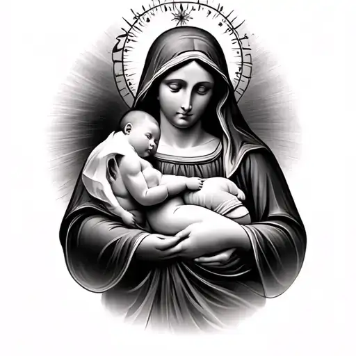 Virgin Mary Breastfeeding Her Baby