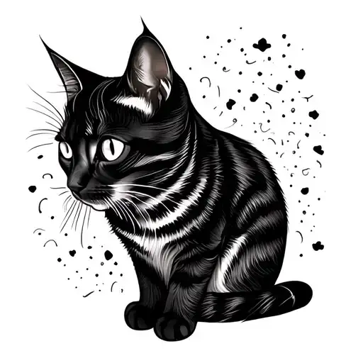 Linear Cat Silhouette