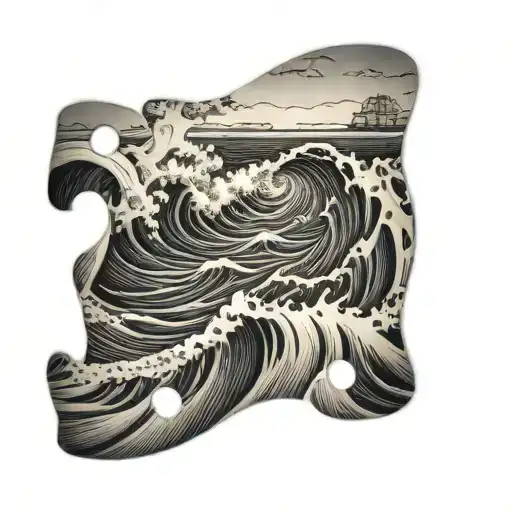 Puzzle Piece Ocean Waves