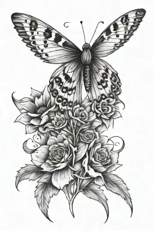 Moth Flowers Peacock Feather