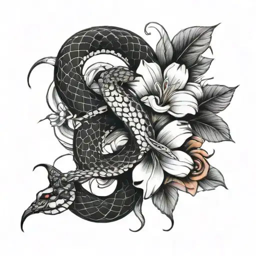 Snake And Flowers Going