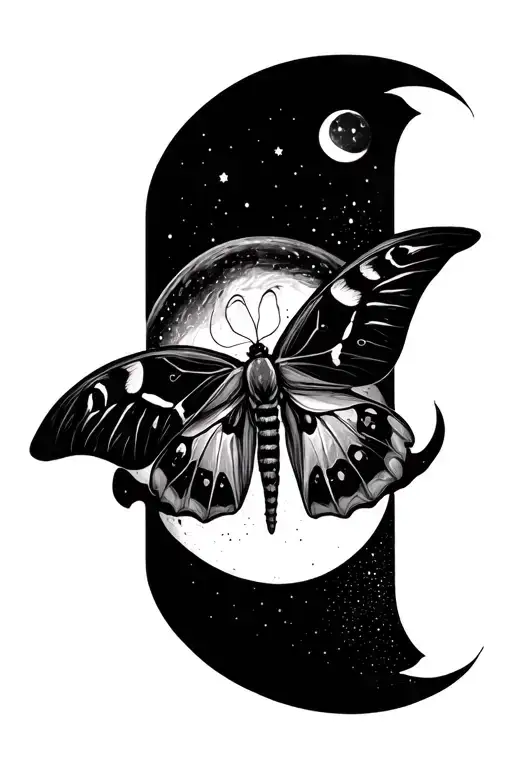 Lunar Moth And Moon Phase Design