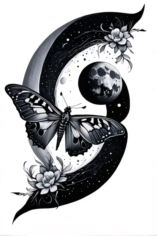 Lunar Moth And Moon Phase Design Spine