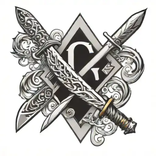 Letter G And A Diamond With A Sword