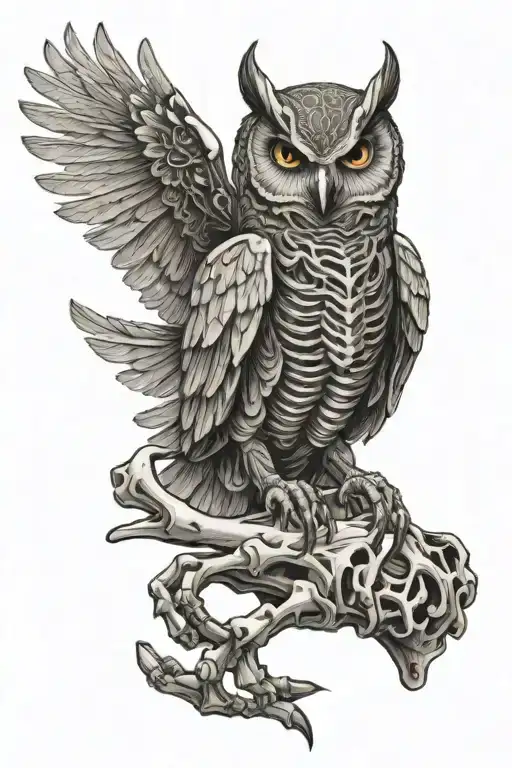 Owl Skeleton Hand Reaching