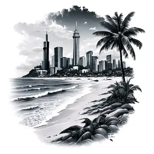 Beach Collage Featuring Landmarks