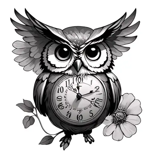 Owl Stop Watch Baby Owl Flying Poppy Flower