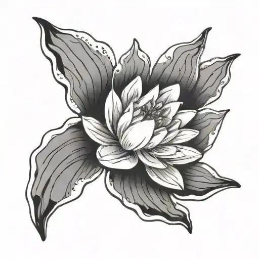 Abstract Ink Line Water Lily