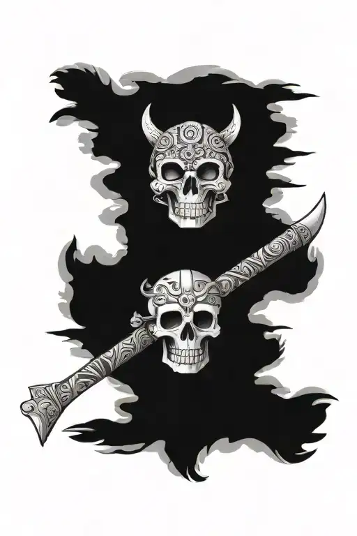 Macuahuitl With A Mictlantecuhtli Skull