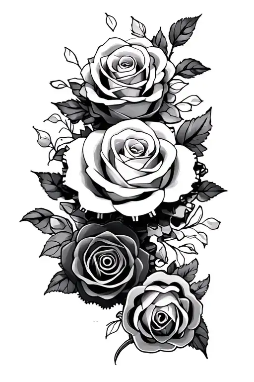 Tascheushrzlatt With Gears And Rose Petals