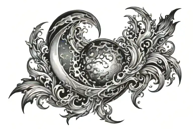 The Moon Combined With Water And Fire