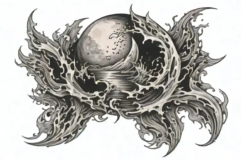 The Moon Combined With Water And Fire