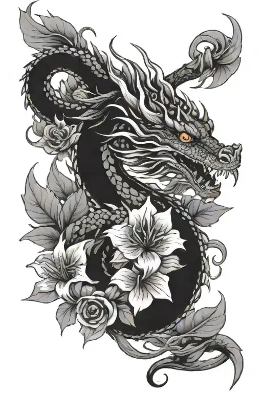 Dragon And Flowers