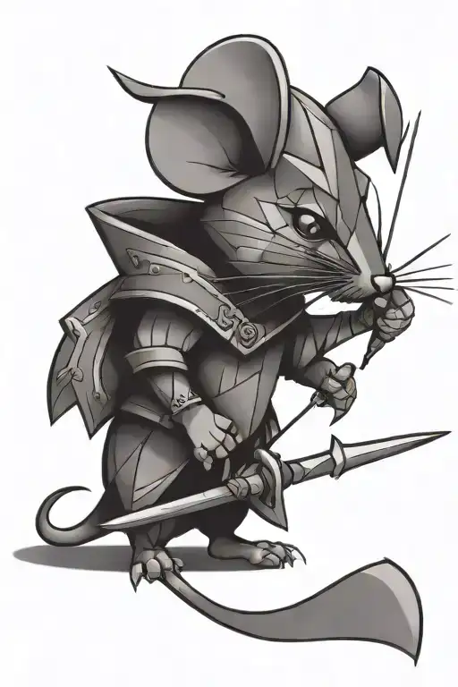 Geometric Mouse With Rapier Hilt Sword