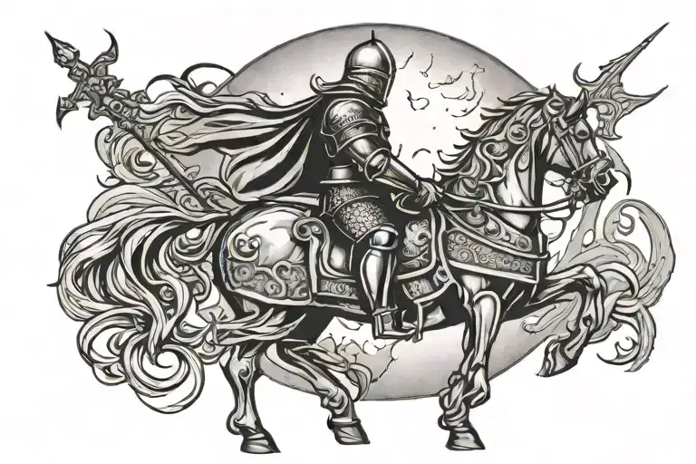 A Medieval Knight Underneath A Full Moon