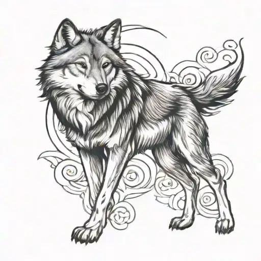 Centered Wolf Walking Straight Forward