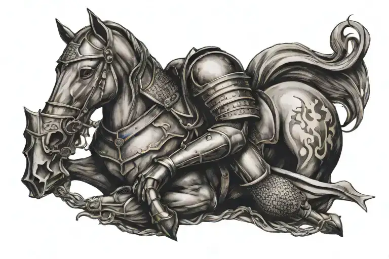 A Medieval Knight Resting Underneath A Full Moon
