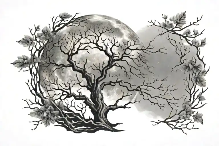 A Moon With Tree Branches