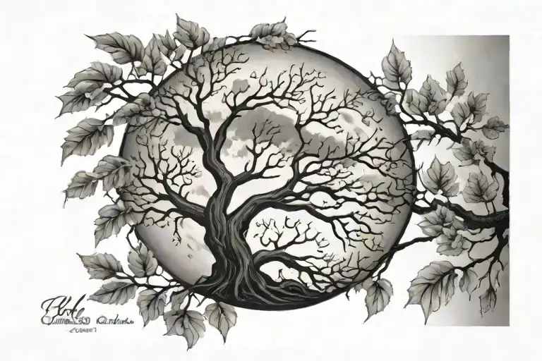 A Moon With Tree Branches