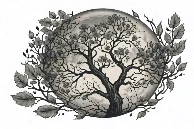 A Moon With Tree Branches