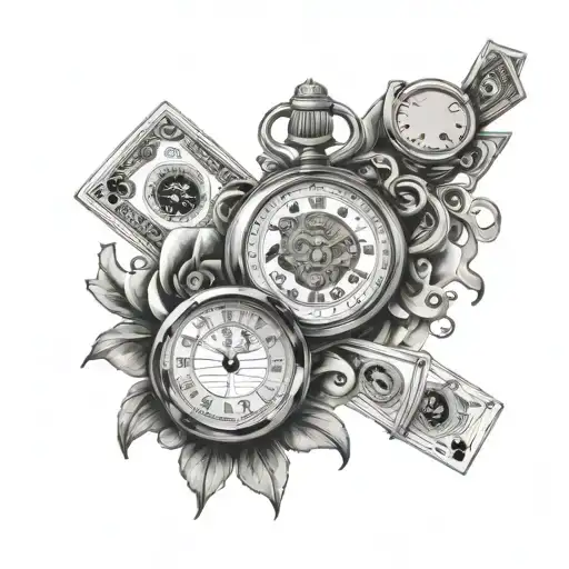 Stop Watch Money Poker Cards Surrounded