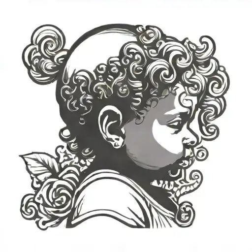 Silhouette Of A Baby With Curls