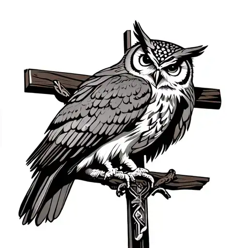 Crucifix Owl Perched