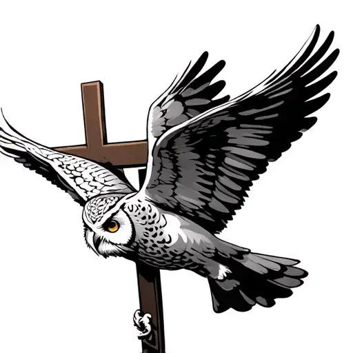 Crucifix Owl Flying